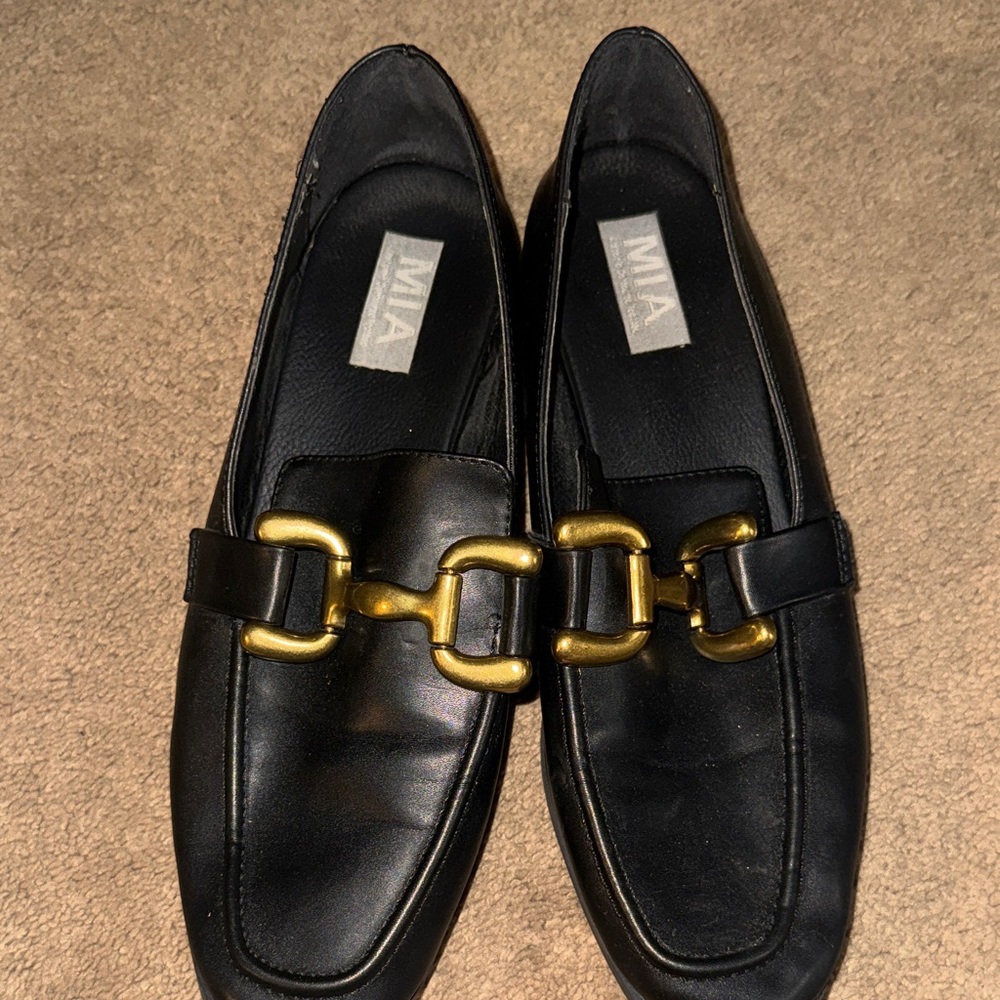 MIA Black Loafers with Brass Accent